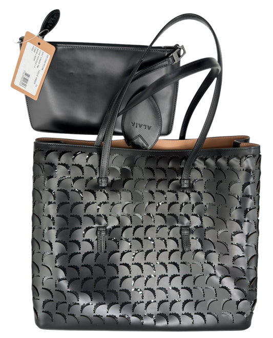 Alaïa Large Mina Tote In Black Leather with Pouch