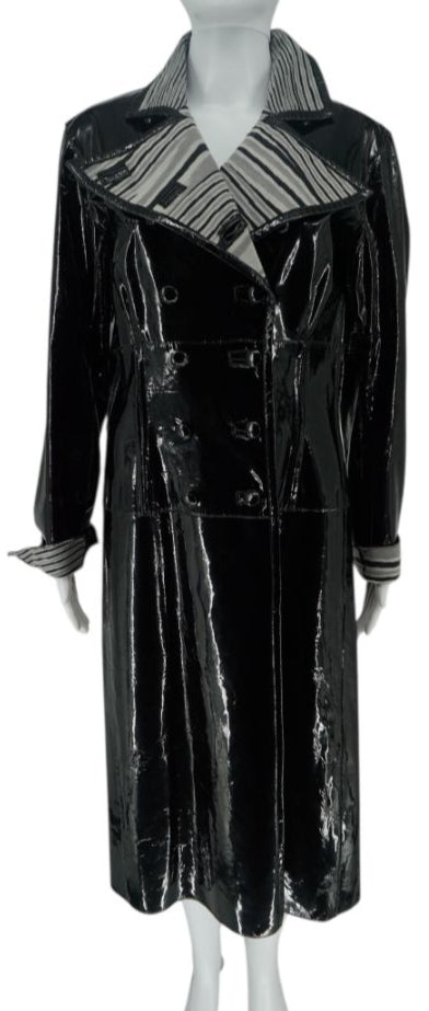 Missoni Black Patent Leather Trench Coat – Size 46