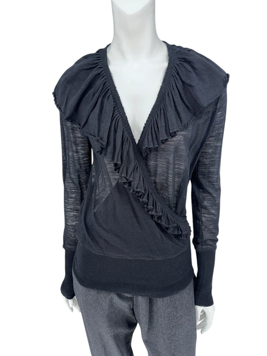 Jean Paul Gaultier Virgin Wool Ruffle Top – Size XL