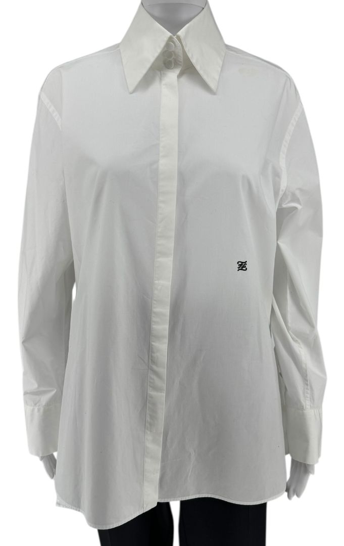 Fendi Cotton Logo Dress Shirt in White – Size 44 (US 12)