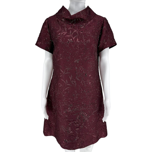 Pamella Roland -Wine Brocade Metallic Floral Dress & Coat Set - Size 8/10