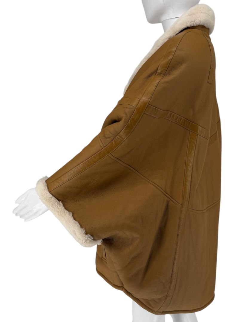 Saint Laurent Oversized Shearling Toggle Coat - Size 8