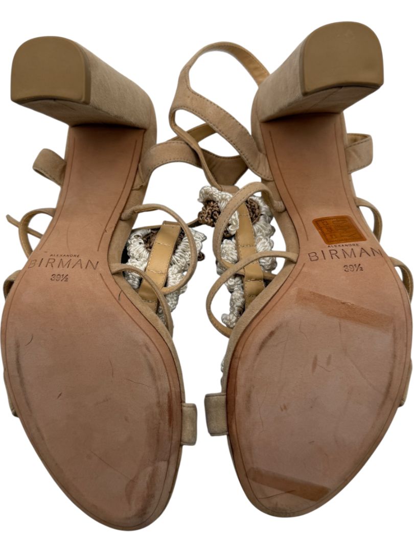 Alexandre Birman Nude Suede Crochet Flower Sandals – Size 39.5