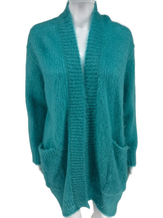Max Mara Teal Open-Front Mohair Cardigan – Size XS