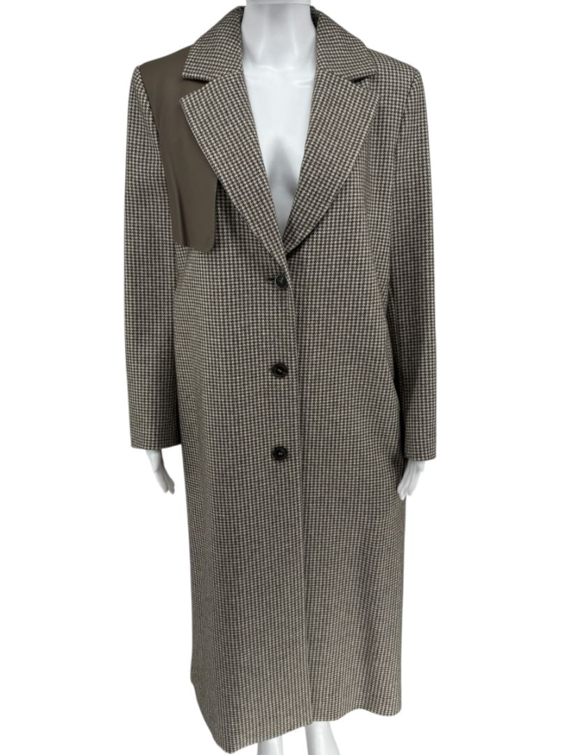 Agnona Houndstooth Belted Wool-Cashmere Trench Coat – Size IT 40