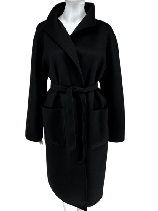 Max Mara ‘Manuela’ Belted Wrap Coat in Black – Size US 10 / IT 44