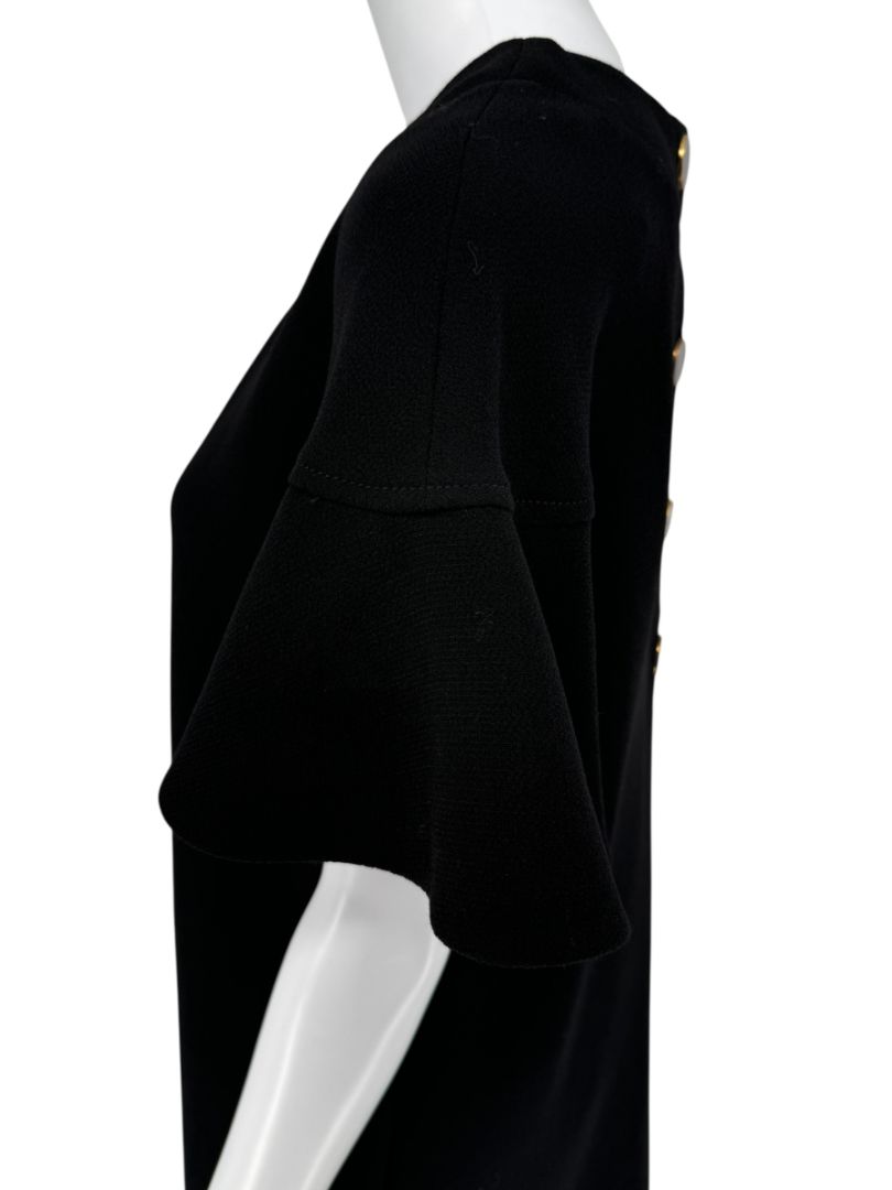 Lela Rose Black Short-Sleeve Button-Back Dress - Size 10