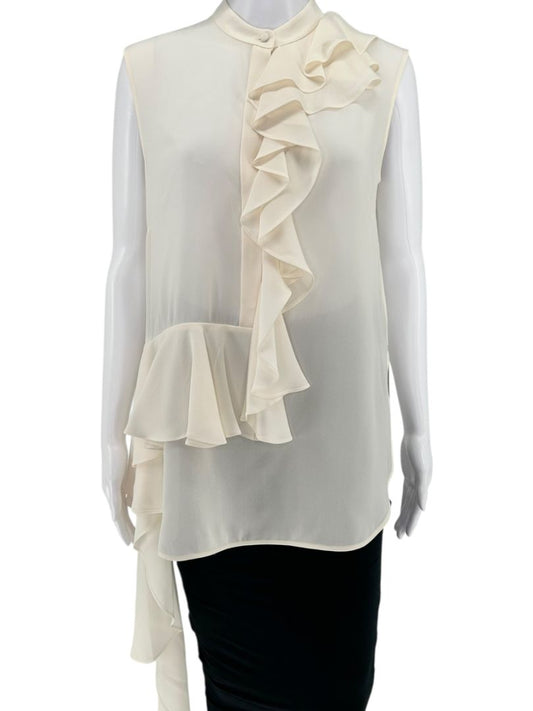 Alexander McQueen Ivory Silk Ruffle Blouse – Size IT 42