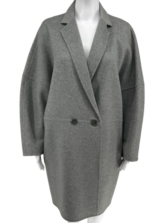 Akris Light Grey Double-Breasted Cashmere Coat - Size US 6