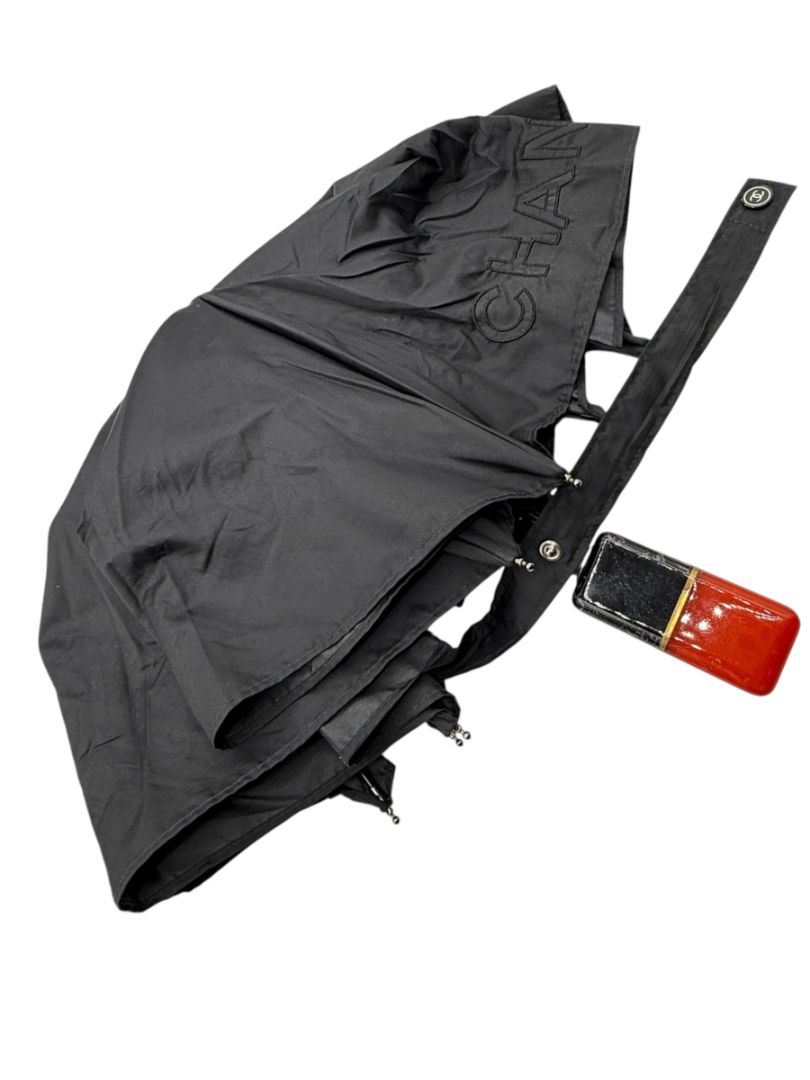 Chanel Vintage Black Umbrella with Nail Polish Bottle Handle – One Size