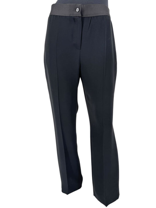 Max Mara Black Tailored Pants with Contrast Waistband – Size 14 (US)