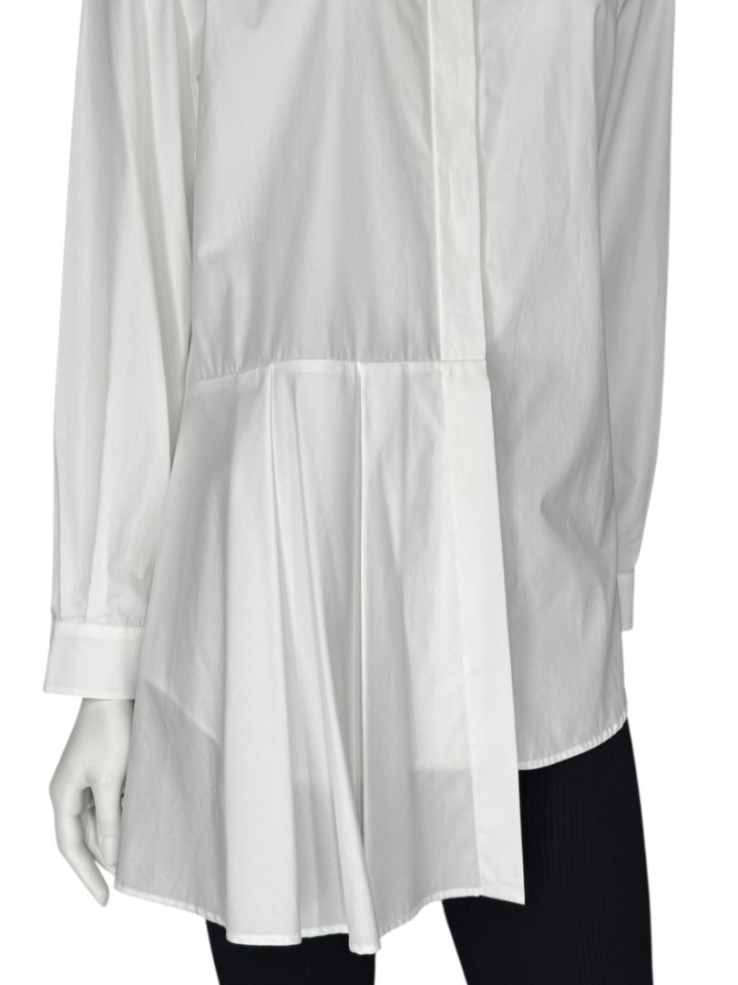 Agnona White Asymmetric Pleated Cotton Shirt – Size IT 40- NEW