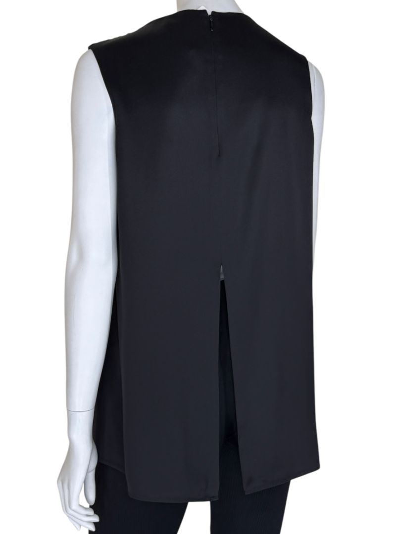 Celine Black 100% Silk Sleeveless Tunic Top - Size 42 FR