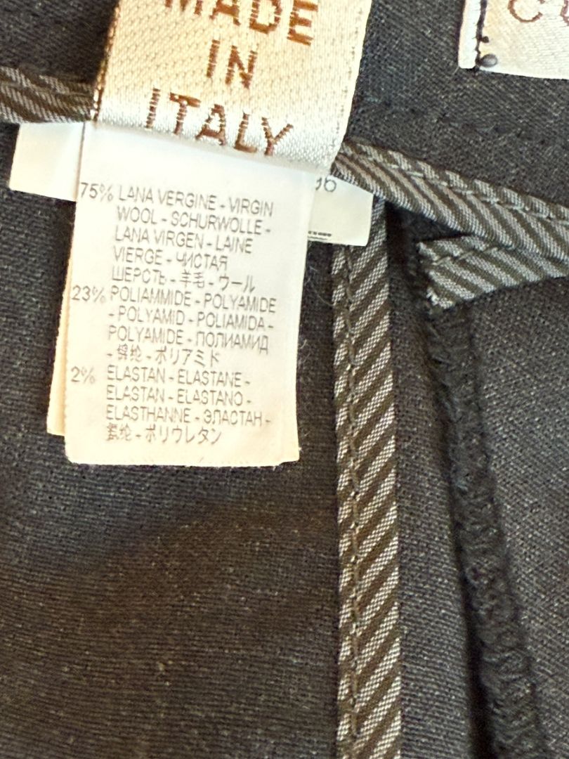 Brunello Cucinelli Grey Wool-Blend Cropped Pants with Monili Trim – Size IT 46 / US 10