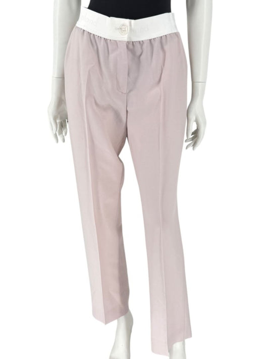 Pamella Roland Pale Pink Pants with White Logo Waistband – Large