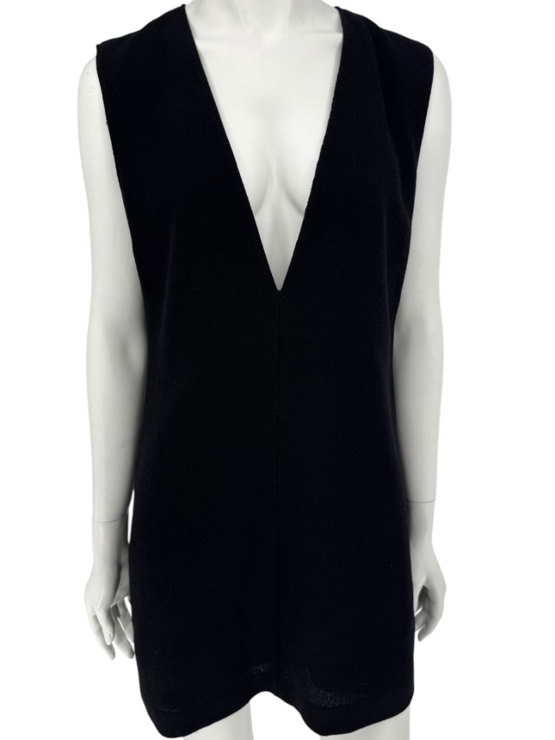 Lida Baday Black Wool Deep-V Mini Dress – Size 12