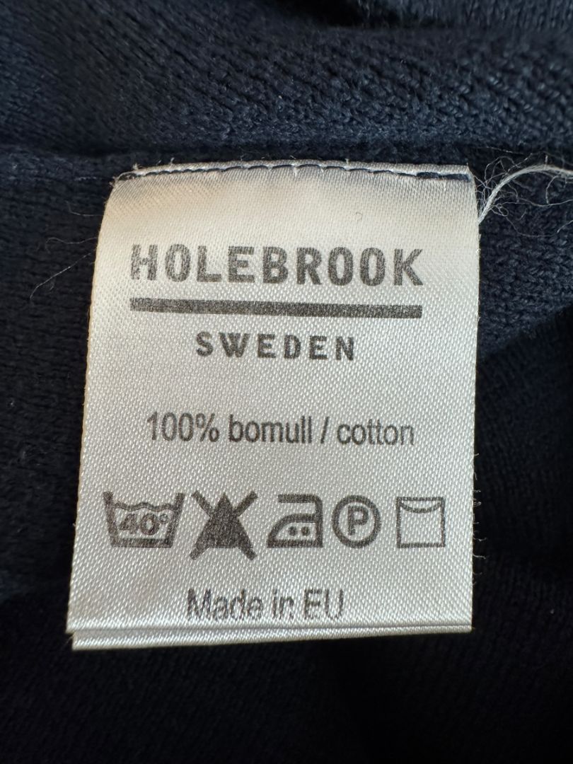 Holebrook Sweden Navy Cotton Wide-Leg Pants White Stripe Hem Size Large L