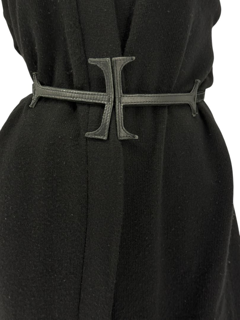 Sculptural Black Suede & Leather Waist Belt – Fits Like L/XL