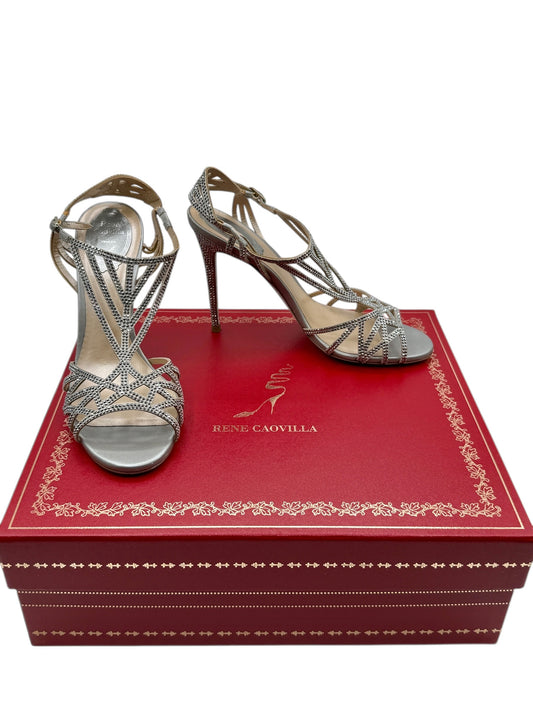 BNIB René Caovilla Silver Crystal-Embellished Sandals – Size 39