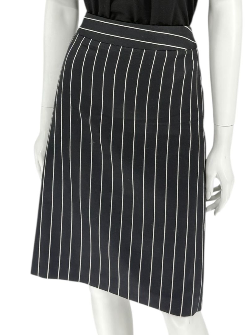 Armani Collezioni Black Pinstripe Wool Skirt – Size 12