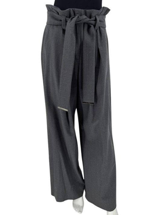 Armani Collezioni Gray High-Waisted Belted Wide-Leg Trousers – Size 10