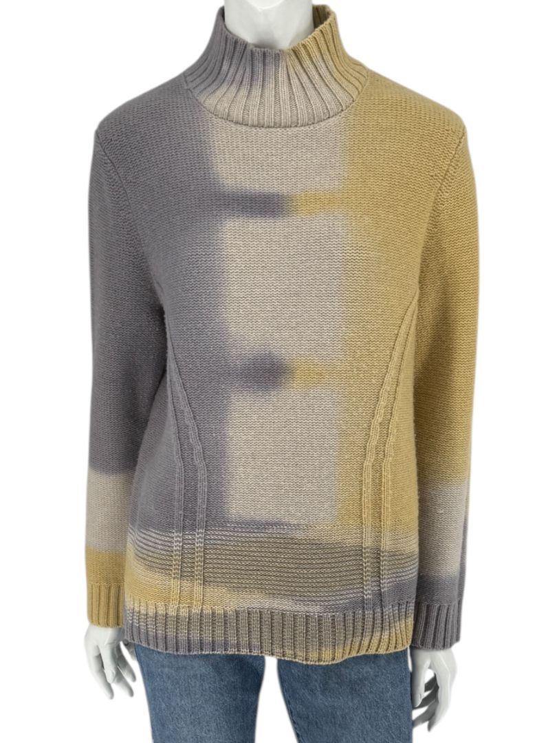 Lafayette 148 New York Wool-Cashmere Ombre Mock Neck Sweater – Size L