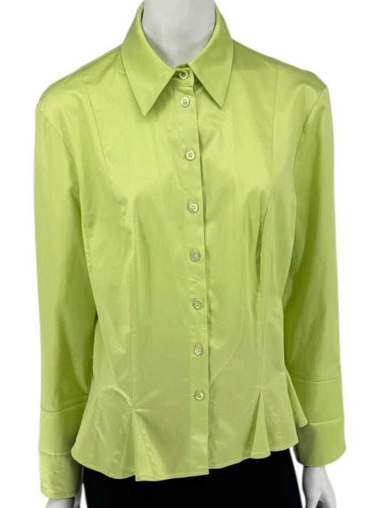 Escada Lime Green Cotton Blend Tailored Blouse – Size 42