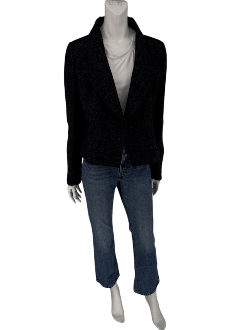 Ron Leal Charcoal Alpaca-Linen Tailored Jacket – Size 12