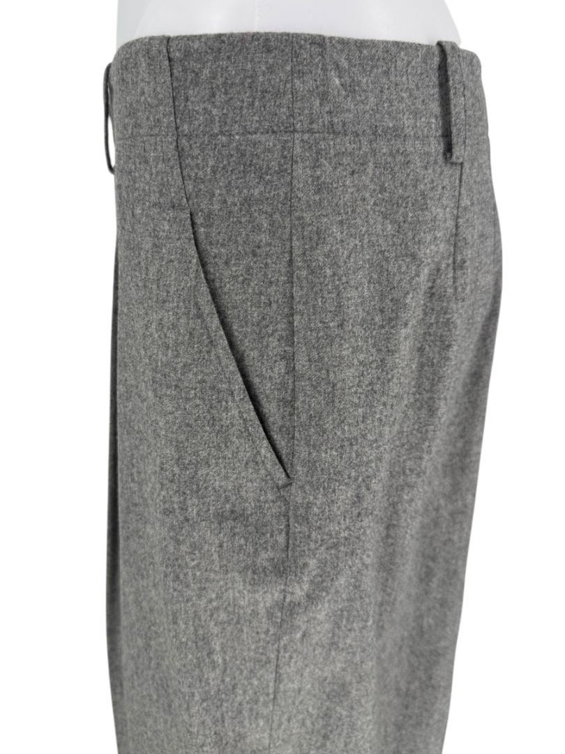 Lafayette 148 New York Gray Wool-Cashmere Wide-Leg Trousers – Size 10