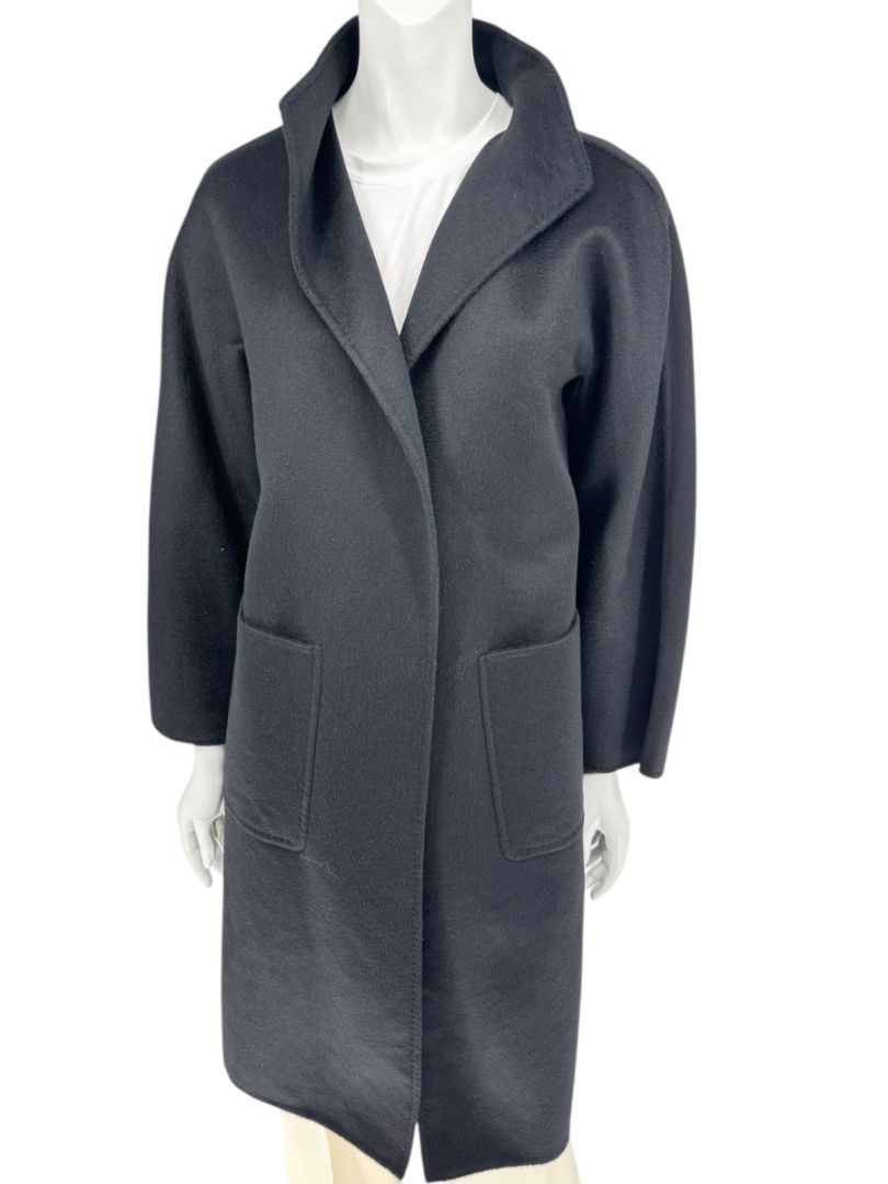 Max Mara Women’s Black 100% Wool “Cucito a Mano” Coat – Size 4