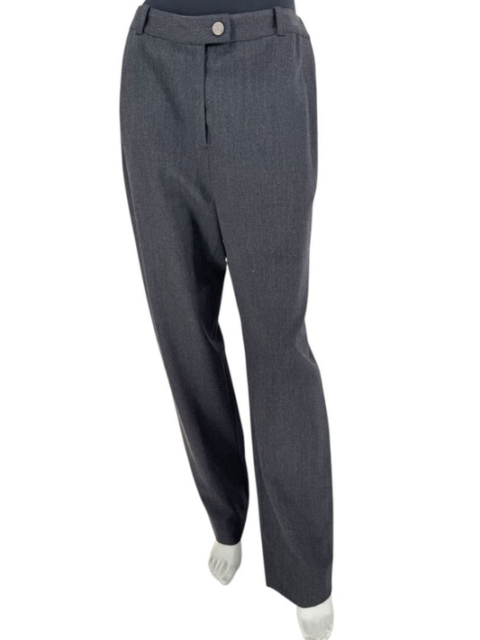 Chanel Charcoal Wool-Blend Straight-Leg Trousers – Size 42