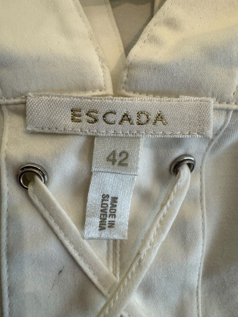 Escada White Cotton-Blend Lace-Up Back Dress Shirt – Size 42