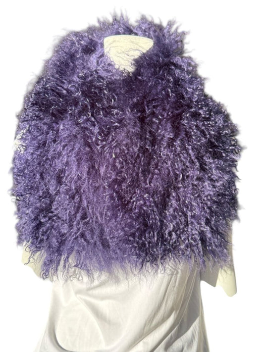 Adrienne Landau Mongolian Lamb Fur Scarf in Purple – New With Tags