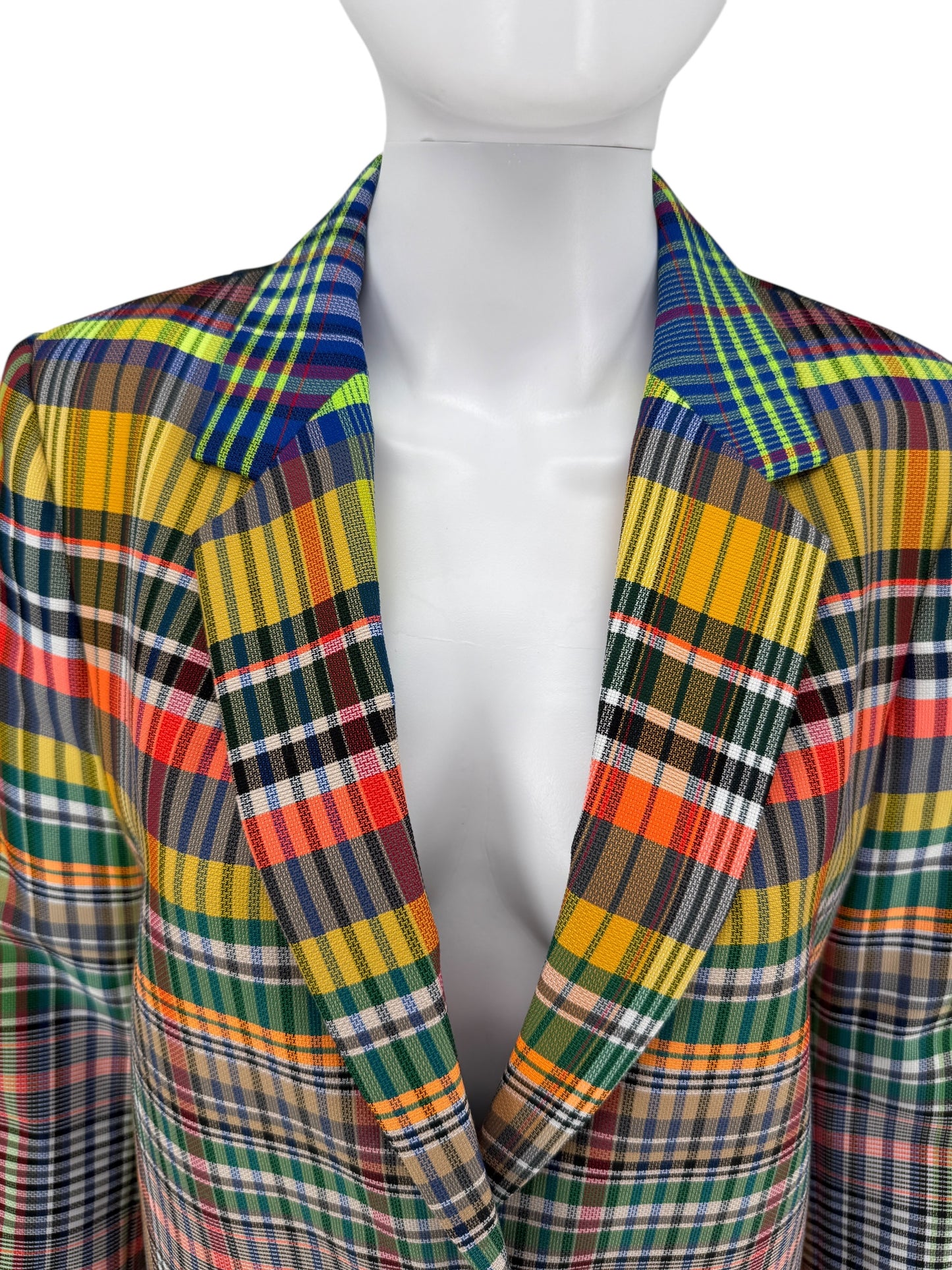 Dries Van Noten Primary Plaid Two Button Topper/Jacket/Coat Notched lapel - Size 38