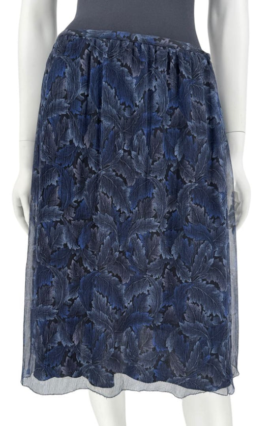 Burberry Navy Blue Silk Floral Skirt – NWT – Size IT 42 (US 6)