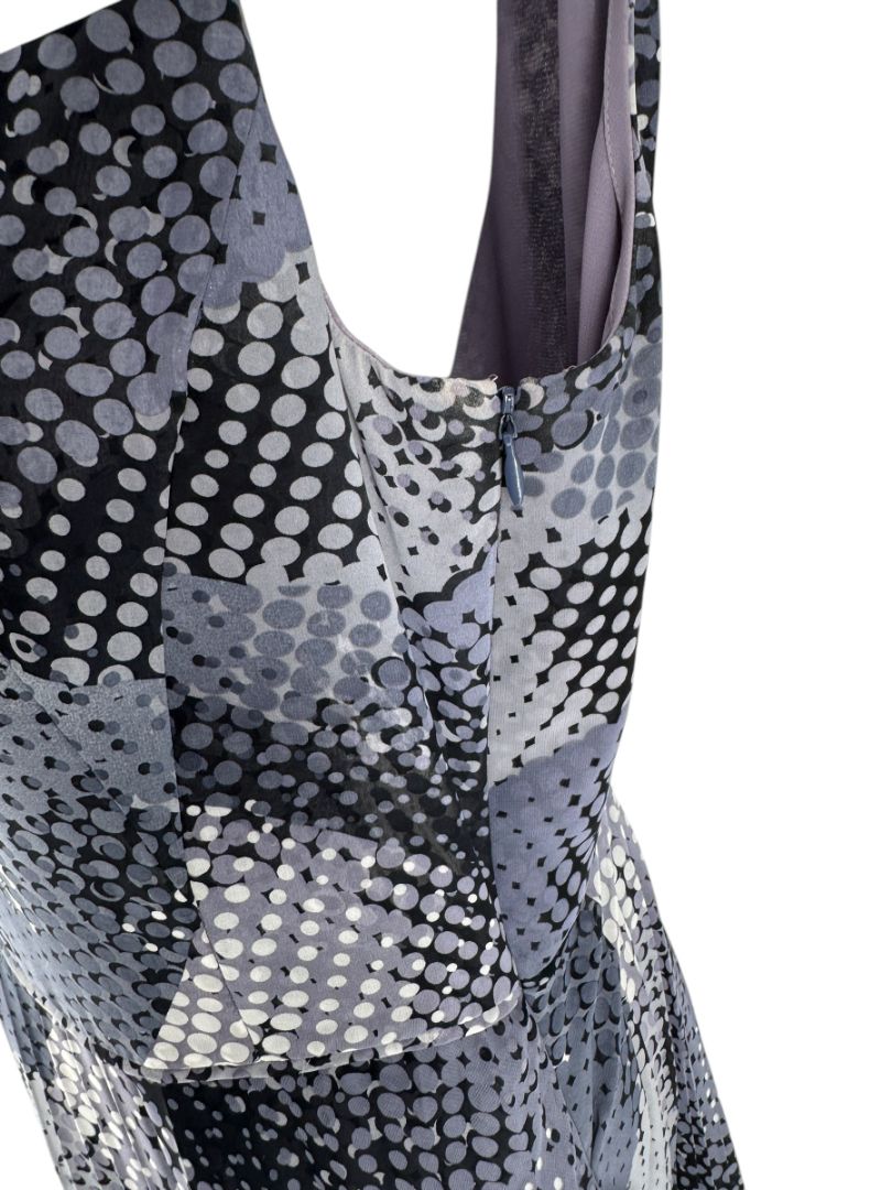 Armani Collezioni Grey & Black Abstract Dot Pleated Dress – Size 12 / IT 48