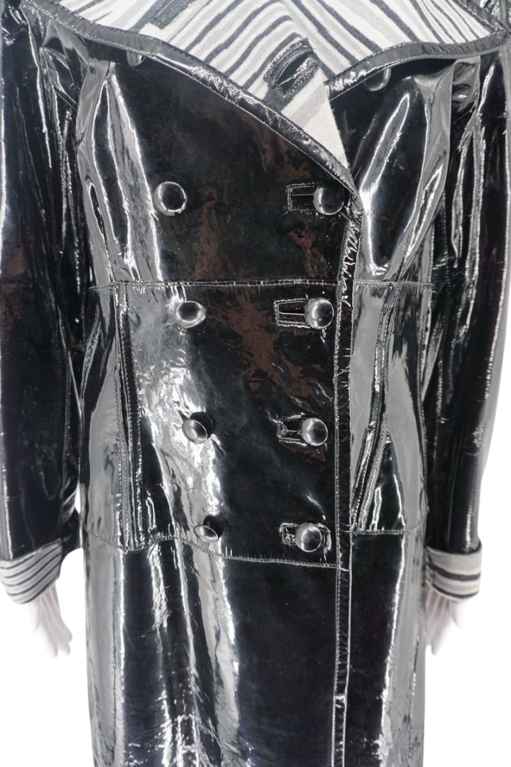 Missoni Black Patent Leather Trench Coat – Size 46