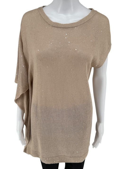 Brunello Cucinelli Linen-Silk Asymmetric Sequin Sweater – Size L