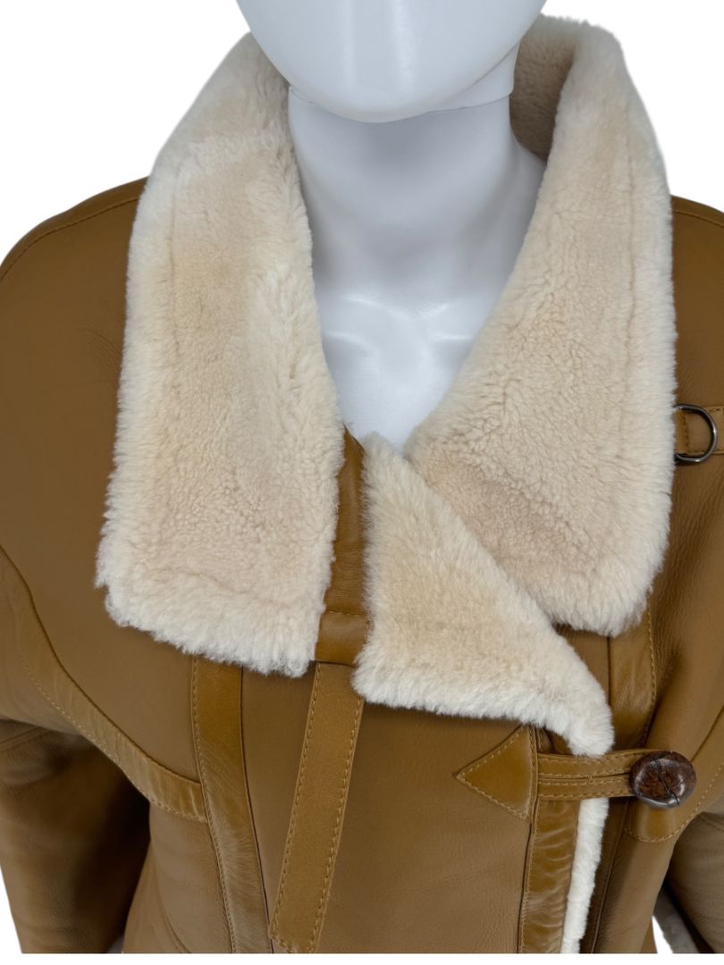 Saint Laurent Oversized Shearling Toggle Coat - Size 8