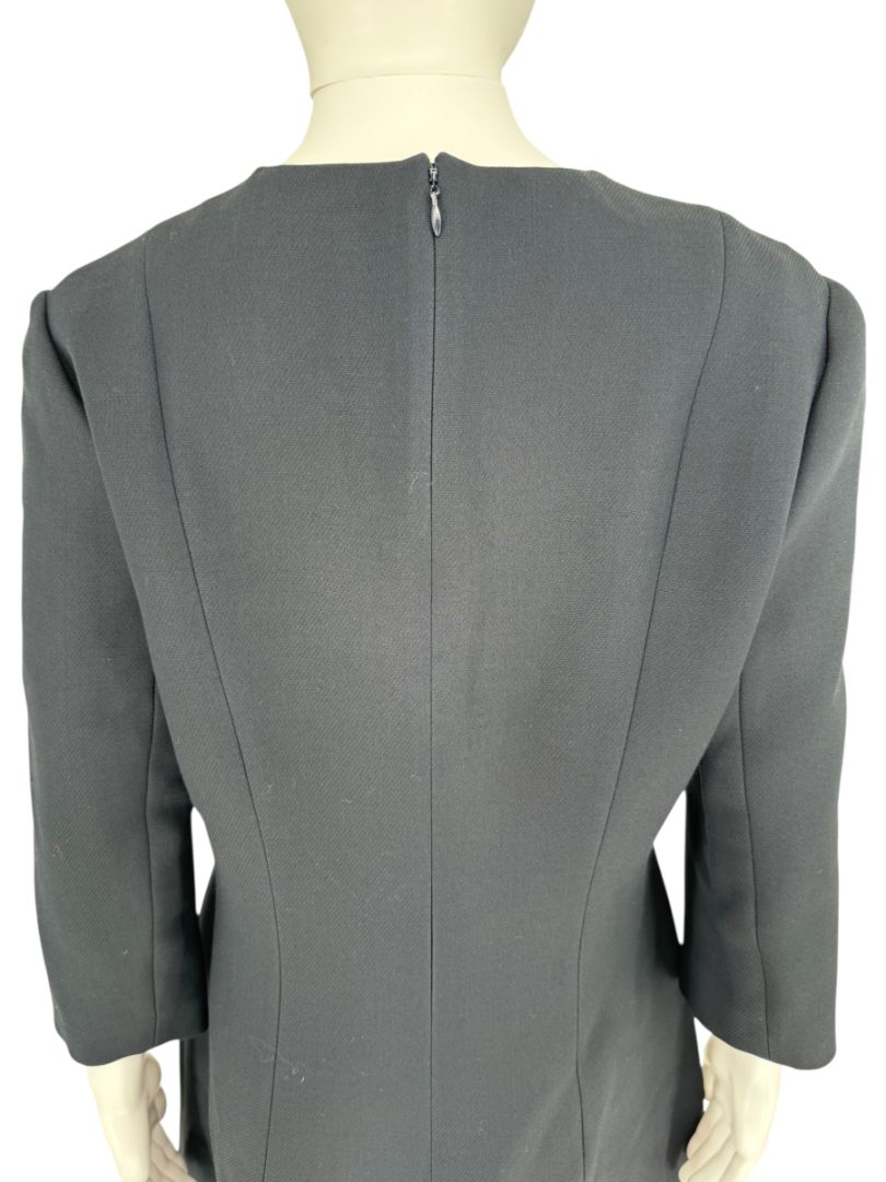 Christian Dior Navy Wool-Silk Dress with Lace Hem  - Size 12