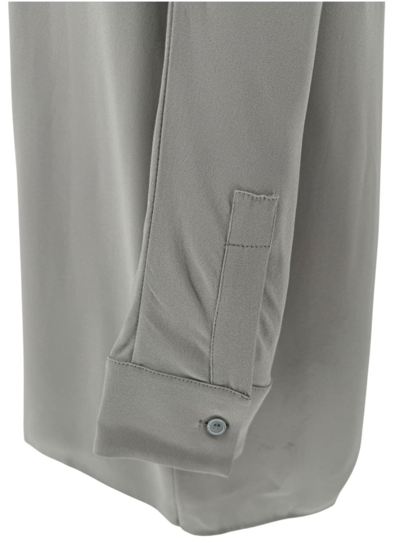 Akris Gravel Grey Long Silk Tunic Blouse – Size 8