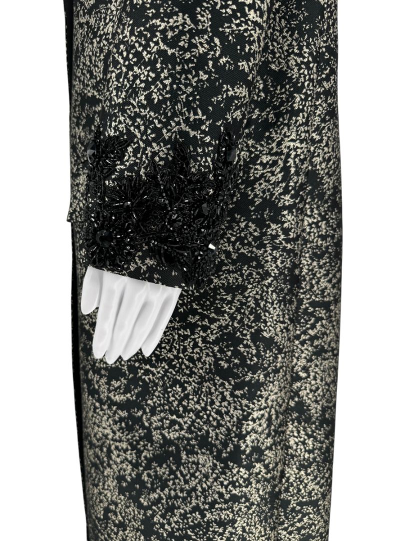 Pamella Roland Metallic Brocade Tuxedo Coat with Beaded Cuffs – Large
