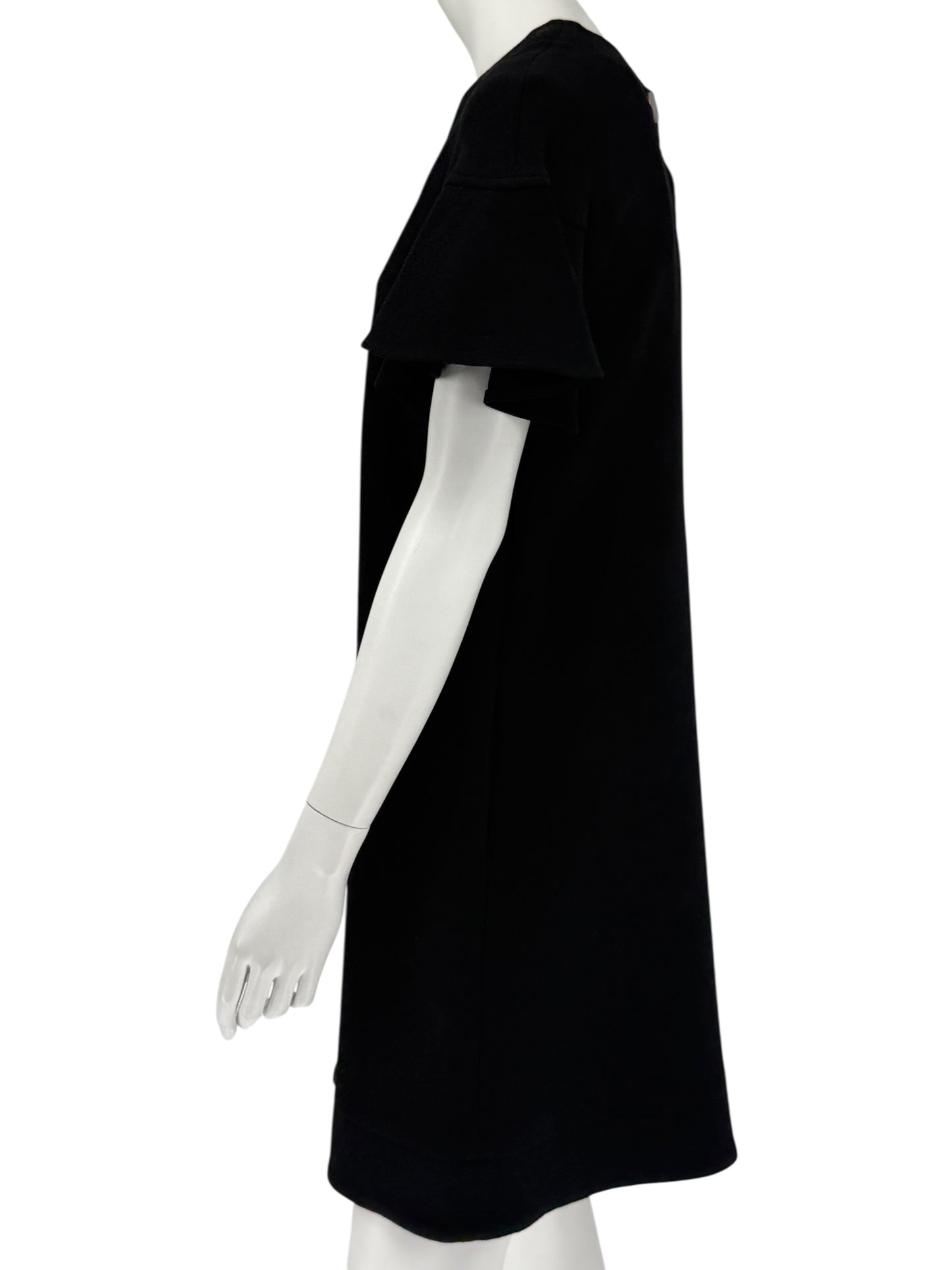 Lela Rose Black Short-Sleeve Button-Back Dress - Size 10