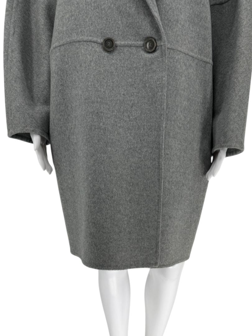 Akris Light Grey Double-Breasted Cashmere Coat - Size US 6