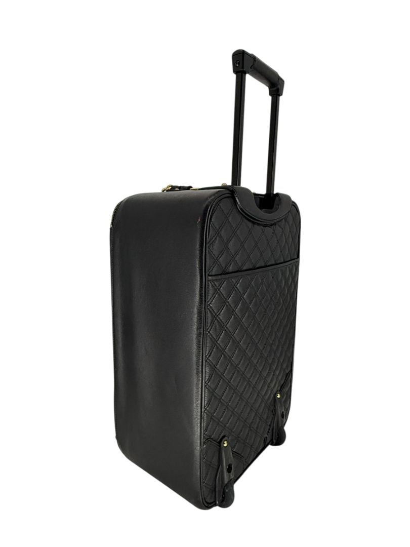 Marc Jacobs Quilted Black Leather Carry-On Suitcase – 20.8" x 14.2" x 8.3"