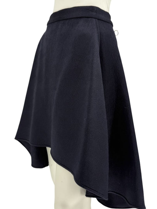 Pamella Roland Navy A-Line Skirt with Sculptural Hem - Large