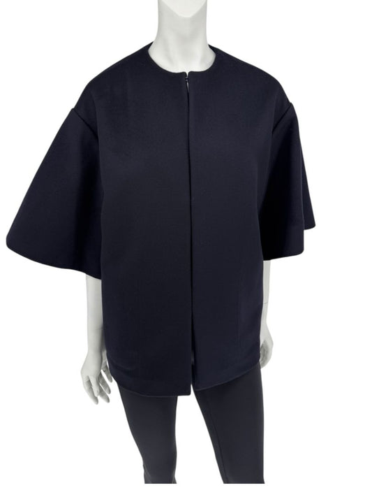 Valentino Navy Wool-Cashmere Kimono Sleeve Jacket – Size IT 40
