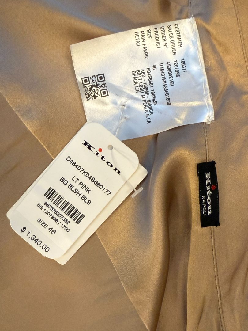 Brand New Kiton Bronze Silk Bow Blouse – Size 46