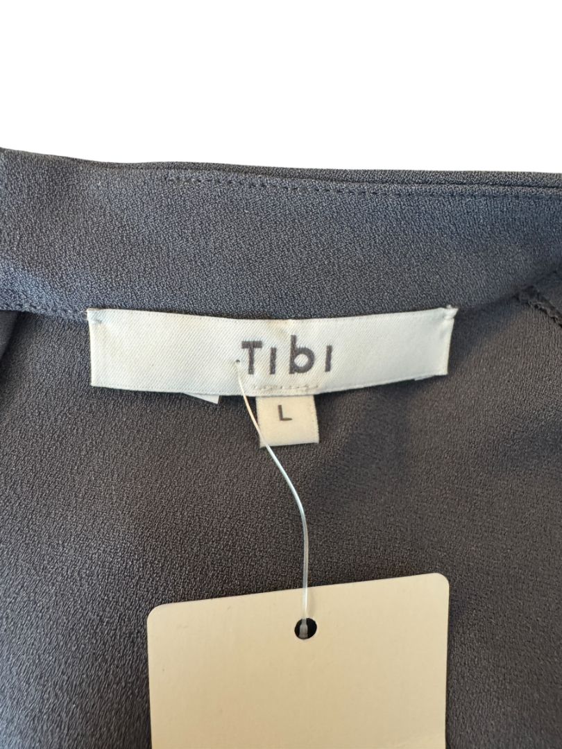 Tibi Charcoal Cap-Sleeve Mock Neck Top – Size L