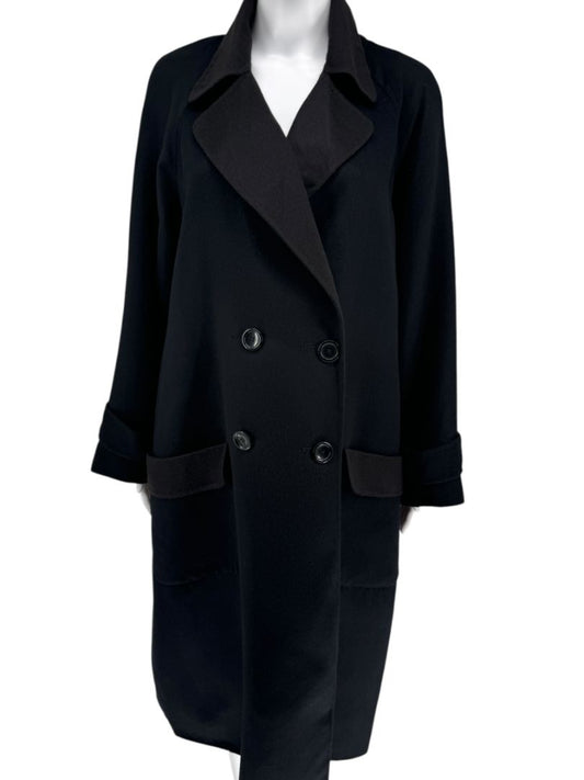 Pamella Roland Navy 100% Cashmere Double-Breasted Coat – L/XL